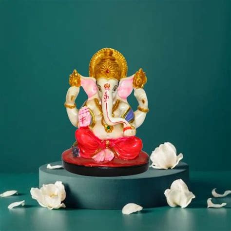 Multicolor Polyresin Ganesha Statue For Interior Decor Size Dimension