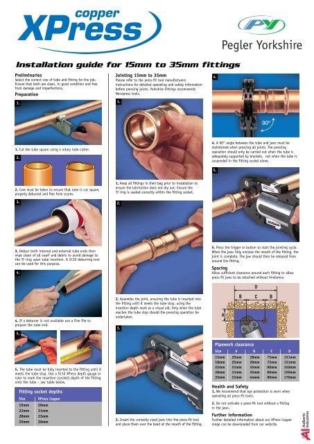 Xpress Copper Installation Instructions Pegler Yorkshire