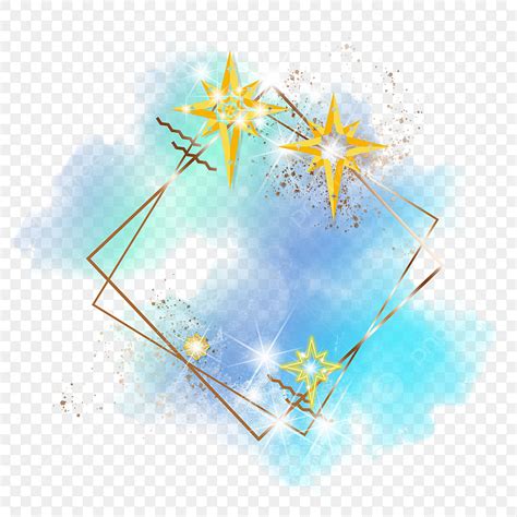 Christmas Star Border Clipart Vector, Blue Ink Christmas Stars Golden ...