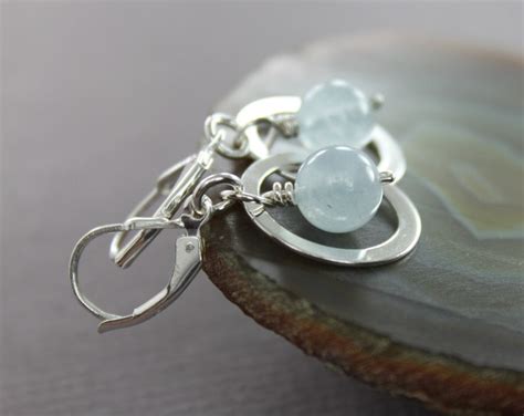 Aquamarine Sterling Silver Earrings on Hoops Aquamarine Earrings March ...