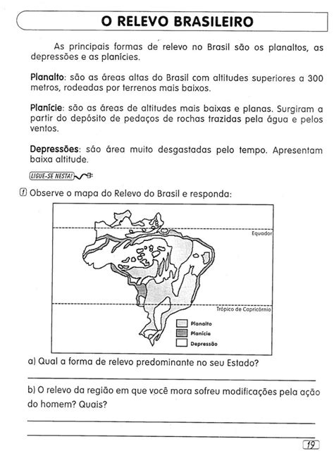 Atividades Sobre Relevo Brasileiro - Atividades sobre o Relevo Brasileiro para Imprimir