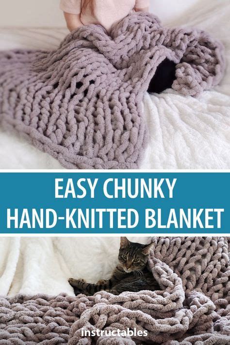 Easy Chunky Hand Knitted Blanket In One Hour Hand Knit Blanket