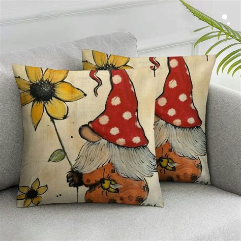 Ulloord Spring Pillow Covers Inch Daisy Flowers Throw Pillowcase Black