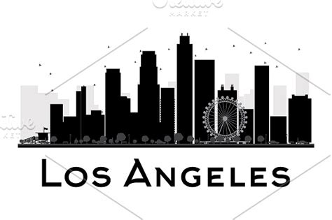 Los Angeles City Skyline Silhouette Illustrations Creative Market