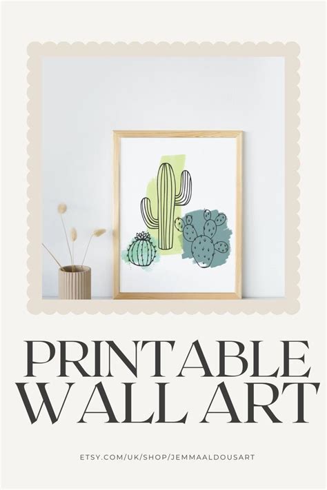 Printable Cactus Wall Art Digital Print Printable Wall Decor Intersior Design Art Affordable