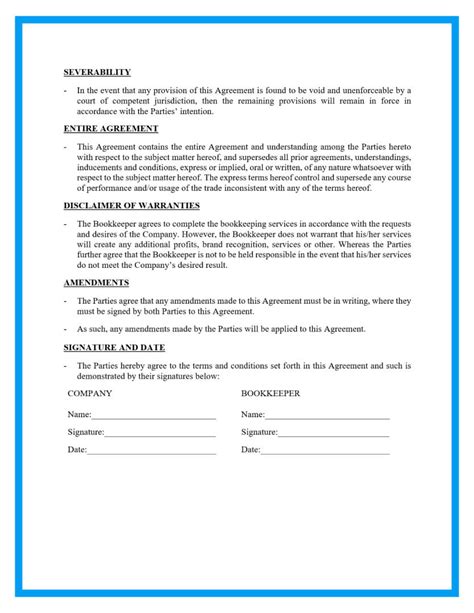 Free Bookkeeping Contract Template Printable Templates