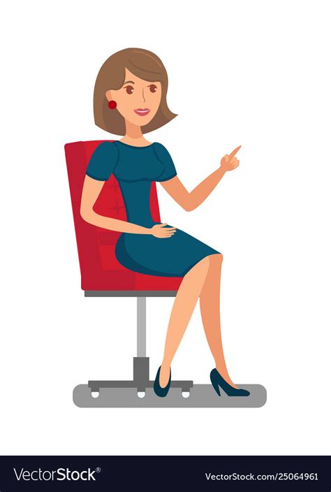 Pretty Woman Sitting In Chair Flat Royalty Free Vector Image