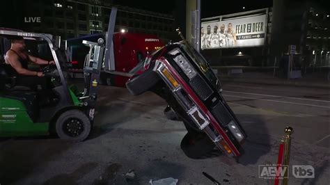 Wardlow Returns Tips Over Hobbs Car With A Forklift On AEW Dynamite