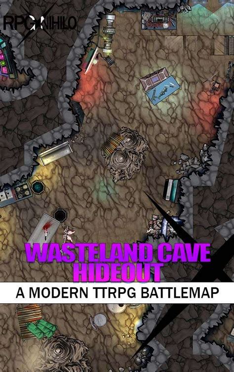 Wasteland Cave Hideout 33x24in Modern Battle Map Ct Nihilo