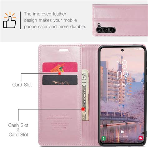 Caseme Samsung Galaxy S23 Plus Soft Pu Leather Flip Wallet Case With 2 Credit Card Slots Pink