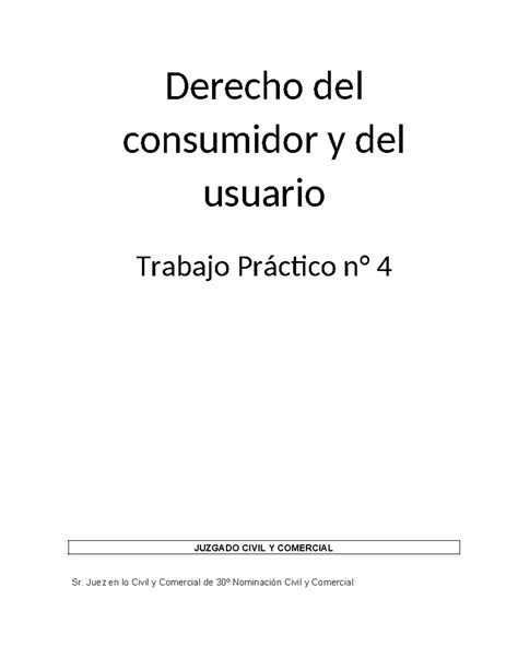 Tp4 Derecho del consumidor y del usuario Trabajo Práctico n 4