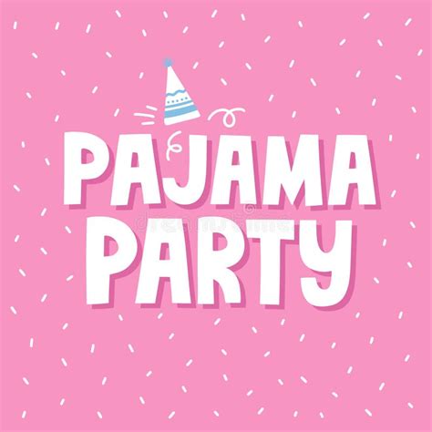 Pajama Party Banner Happy Girls In Pajamas Sleepover Party Concept