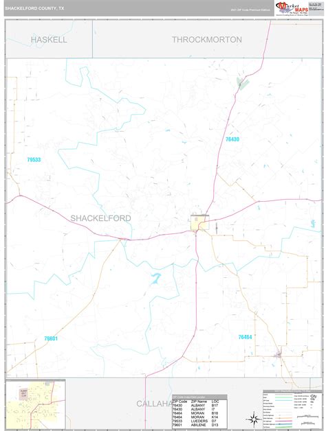 Shackelford County, TX Wall Map Premium Style by MarketMAPS - MapSales.com