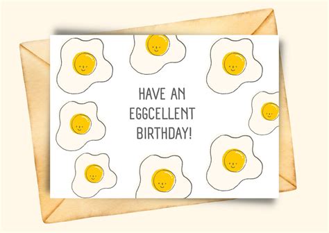 Have An Eggcellent Birthday Printable Card Pun Fun Birthday Etsy