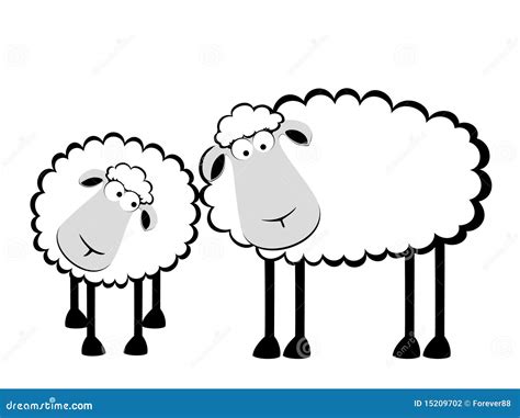 Two cartoon smiling sheep stock vector. Illustration of happy - 15209702