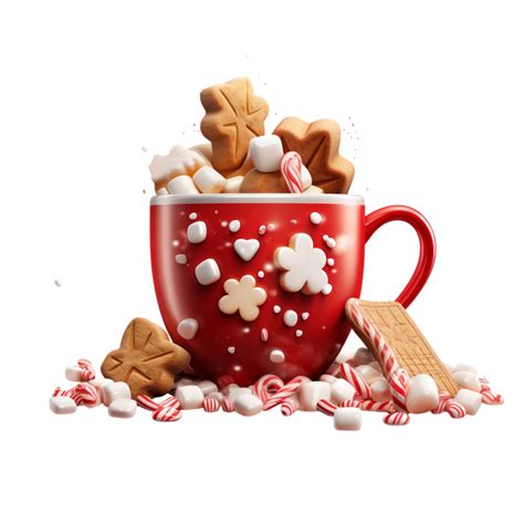 Festive Red Mug With Hot Cocoa 53348757 PNG