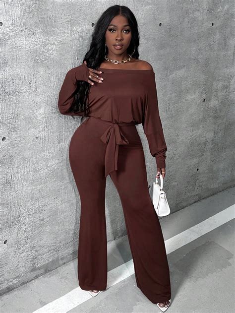 Shein Slayr Asymmetrical Neck Batwing Sleeve Belted Jumpsuit Shein Usa