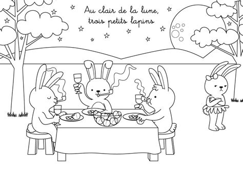 Coloriage Chanson Au Clair De La Lune Trois Petits Lapins