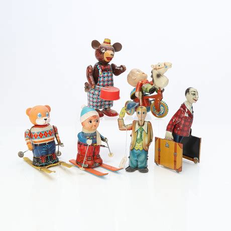 MEKANISKA LEKSAKER SEX ST Plåt och plast tal Figurer Leksaker Leksaker Auctionet