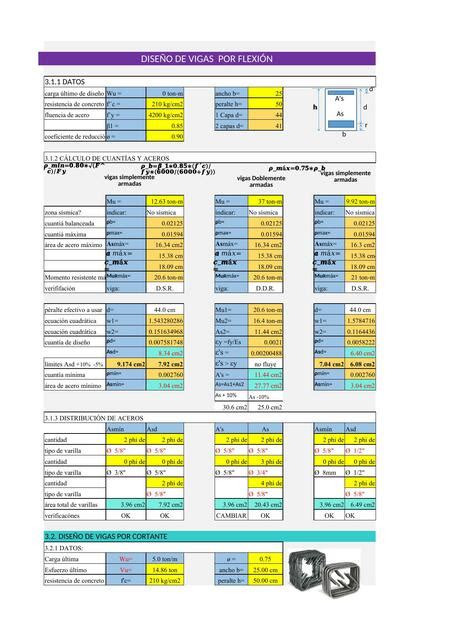 Hoja De Calculo Para Diseño De Vigas Por Corte Y Flexión Plantillas De Excel De Ingeniería