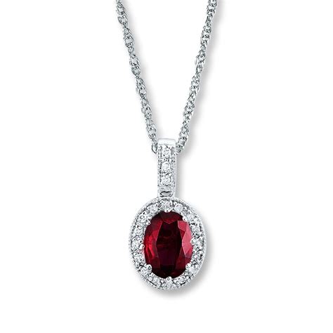 Jared Natural Ruby Necklace 115 Ct Tw Diamonds 14k White Gold