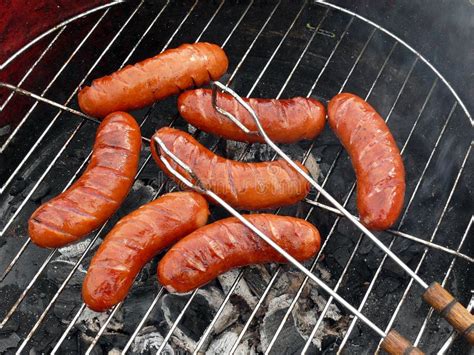 Barbecue Sausages And Tongs Stock Image Image Of Close Sausage 5428137