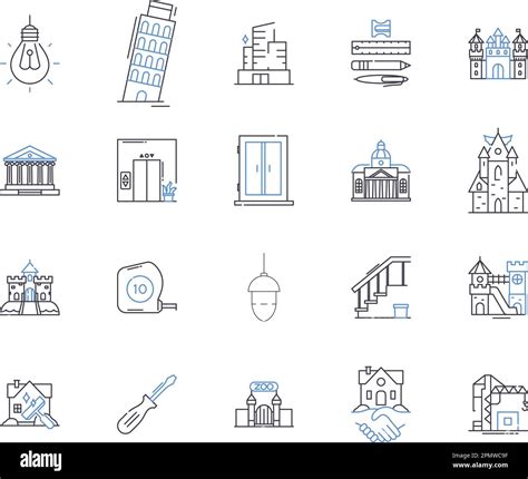 Houses And Buildings Outline Icons Collection Homes Dwellings Abodes