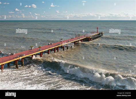 Pier And Sea Waves Adler Sochi Russia Stock Photo Alamy