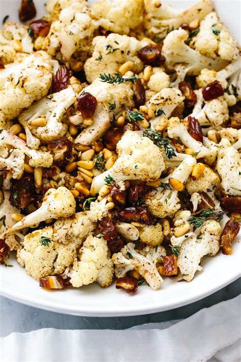 Za Atar Roasted Cauliflower With Dates And Pine Nuts Downshiftology