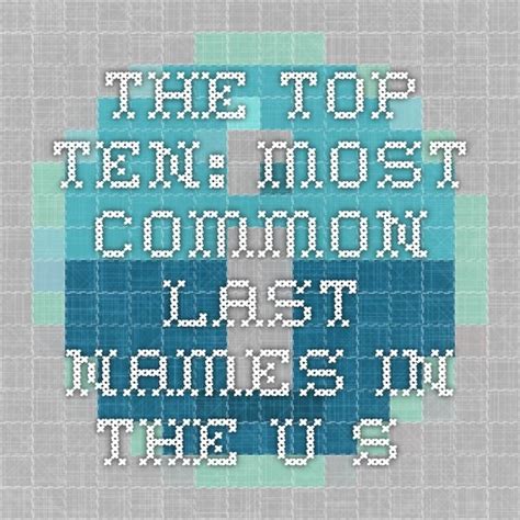 The Top Ten Most Common Last Names In The Us Names Last Names