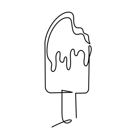 Ilustración De Helado De Una Línea Continua Vectorial Vector Premium