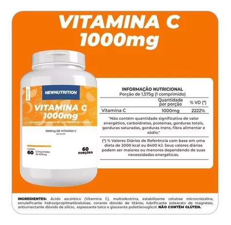 Vitamina C 1000mg Newnutrition 60 Cápsulas Alta Concentração à venda em