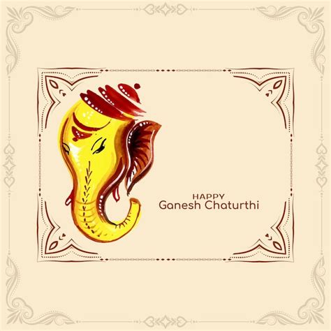 Carte Du Festival Happy Ganesh Chaturthi Avec La Conception Du Visage