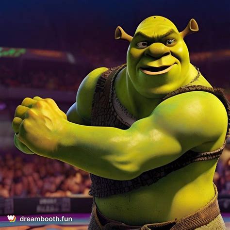 Shrek As A Wwe Wrestler Posing Digital Art Highly Detailed In 2022