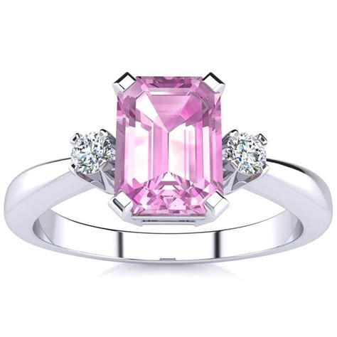 1ct Emerald Cut Pink Topaz And Diamond Ring Crafted In Solid 14k White