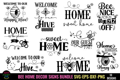 Bee Home Decor Sign Svg Bundle I Bee Svg Graphic By Happy Printables Club · Creative Fabrica