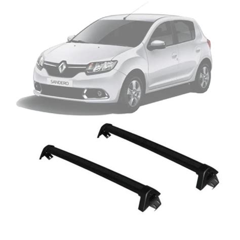 Rack De Teto Renault Sandero 2007 A 2014 Alumínio Preto RN 4000 Prata