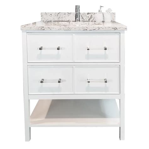 Lukx Bold Gemma 24 Inch White Vanity With Quartz Top In Milky Way The