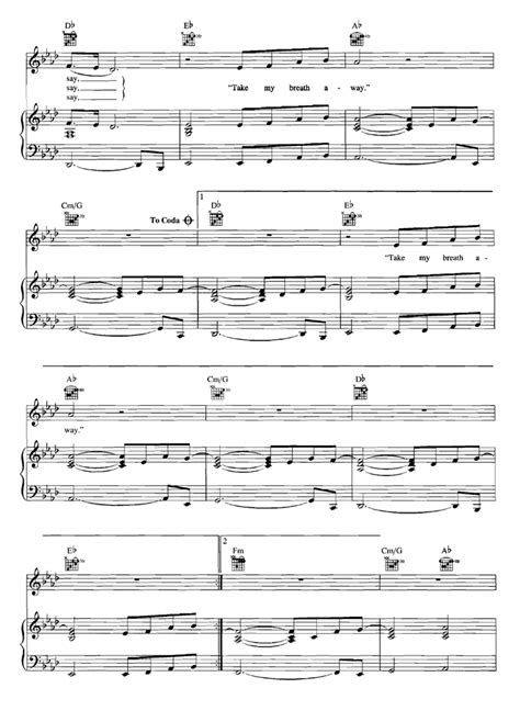 Take My Breath Away Piano Sheet Music Easy Sheet Music