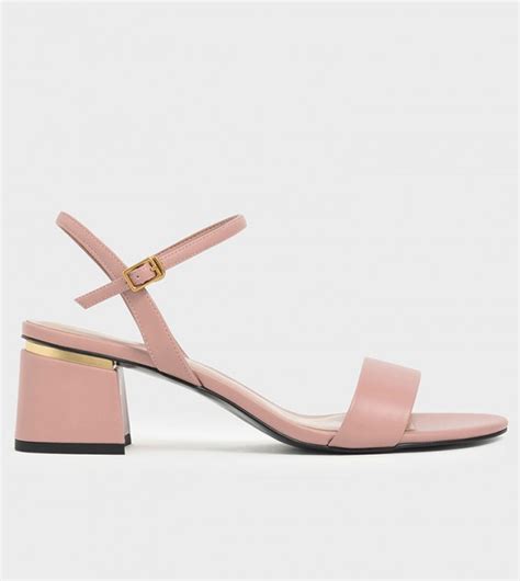 Buy Charles Keith Open Toe Ankle Strap Block Heel Sandals In Nude 6thStreet Qatar