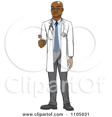 Clipart Black Male Doctor Holding A Medical Hammer Reflex Tool - Royalty Free Vector ...