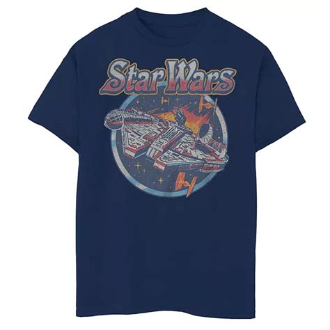 Boys 8 20 Husky Star Wars Millennium Falcon Fight Cartoon Vintage Graphic Tee