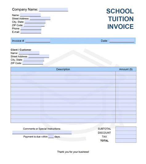 Get Our Free School Tuition Receipt Template Invoice Template School