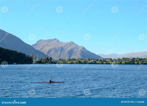 Kayaking in Lake Wakatipu in Early Morning Stock Image - Image of ...