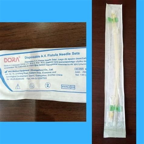 White Dora Disposable AV Fistula Needle Set For Hemodialysis Size