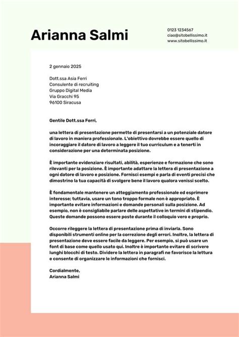 Esempi Lettere Di Presentazione Personalizzabil Gratis Canva