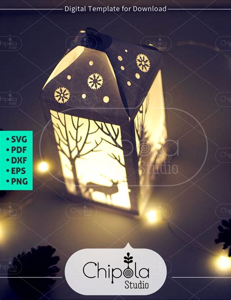 Christmas Decoration Svg D Christmas Lantern Paper Model Etsy