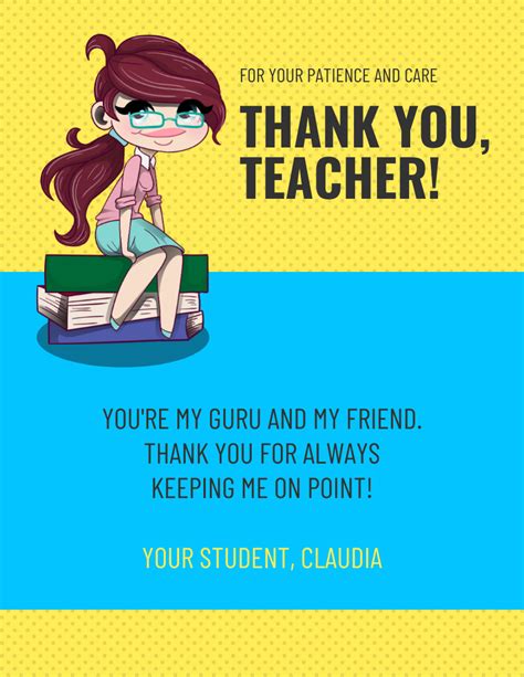 Vibrant Thank You Teacher Card Venngage