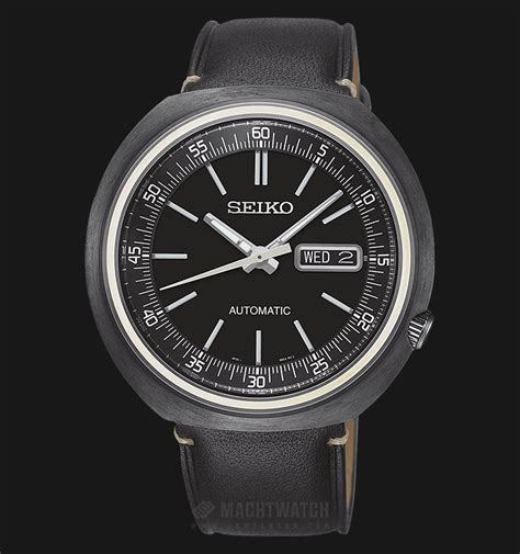 Seiko Recraft SRPC15K1 Men Black Dial Black Leather Strap Jamtangan