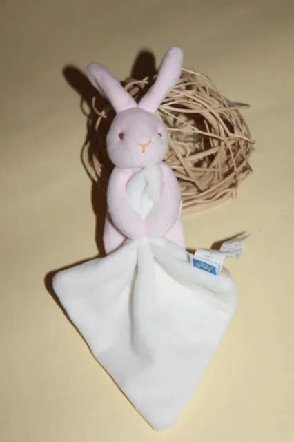 Doudou Jacadi Lapin Rose Mouchoir Blanc Nez Fil Jaune Neuf Eur